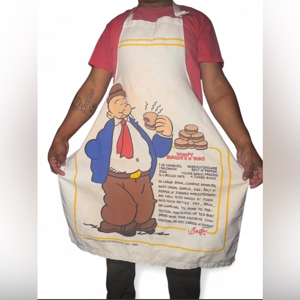 Vintage 1980s Wimpy Burger Recipe Apron.